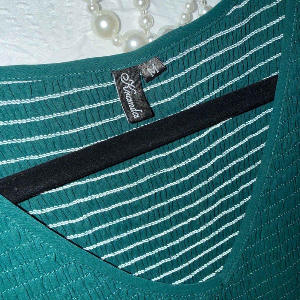 NWOT V-Neck Teal Maxi Dress with Smocked Bodice and Puff Sleeves - Picture 4 of 5